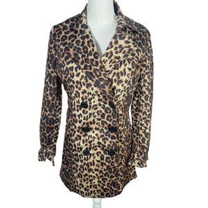 Vertigo Paris Leopard Print Trench Coat Jacket Animal Print Women's Size M